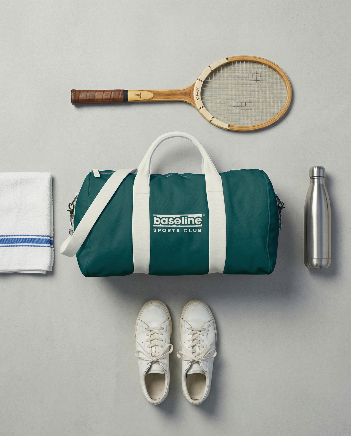 The Baseline Sports Club Duffle - Deepcourt Green & Cream Weekender
