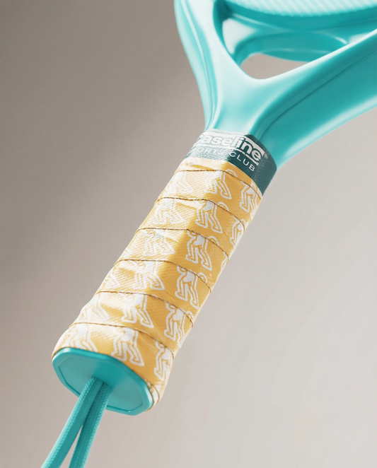 Baseline Sports Club Padel Racket – Vibrant Turquoise with Signature Yellow Grip