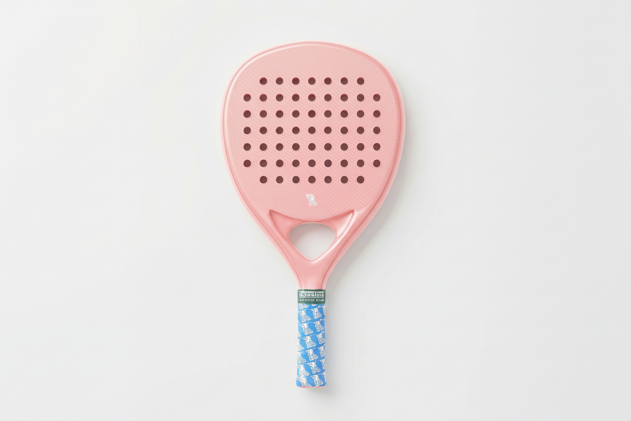 Baseline Sports Club Padel Racket – Vibrant Coral with Signature Blue Grip