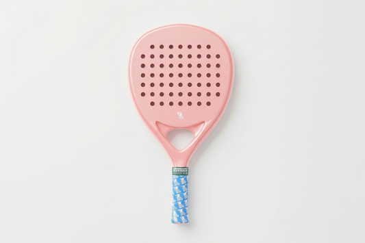 Baseline Sports Club Padel Racket – Vibrant Coral with Signature Blue Grip