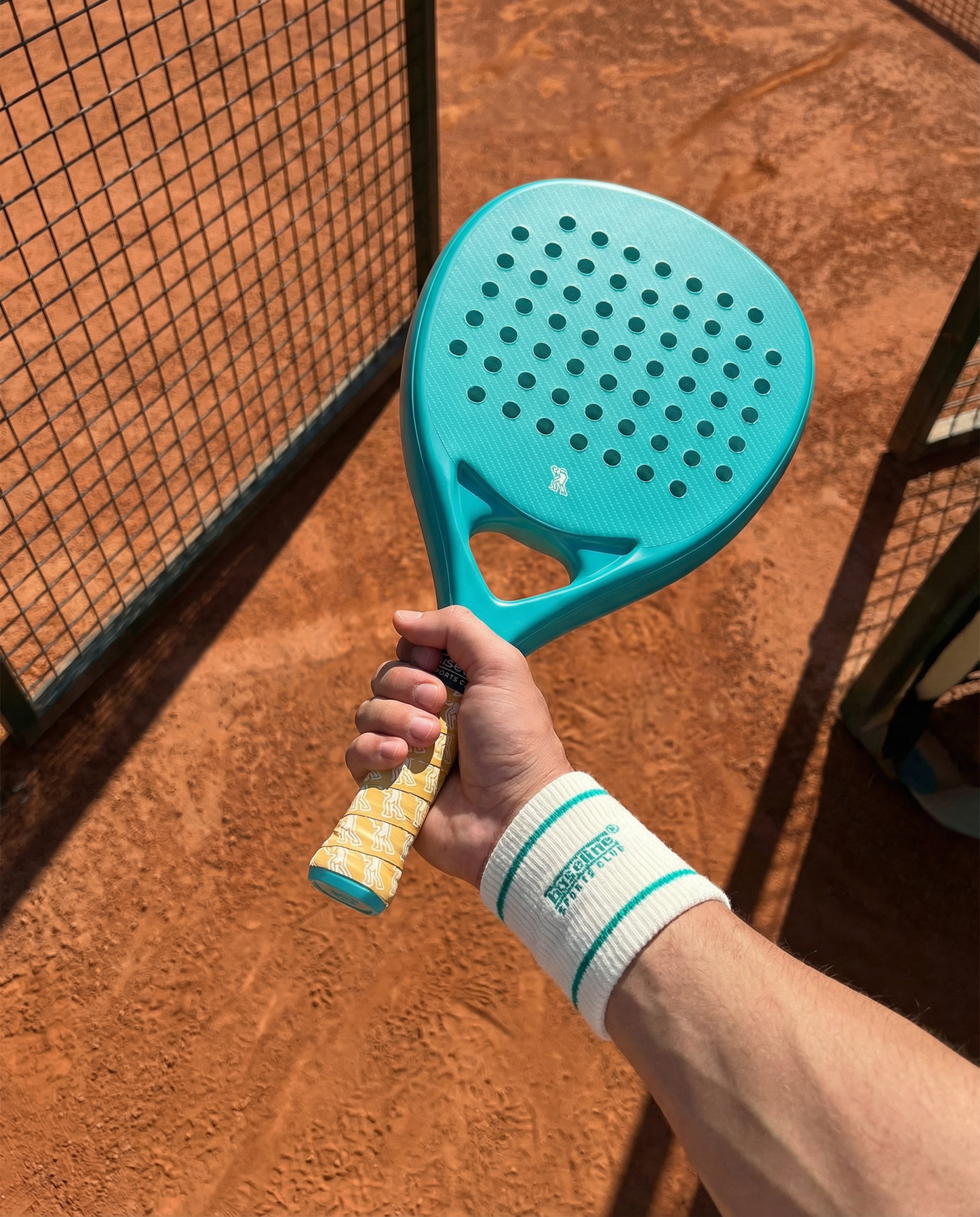 Baseline Sports Club Padel Racket – Vibrant Turquoise with Signature Yellow Grip