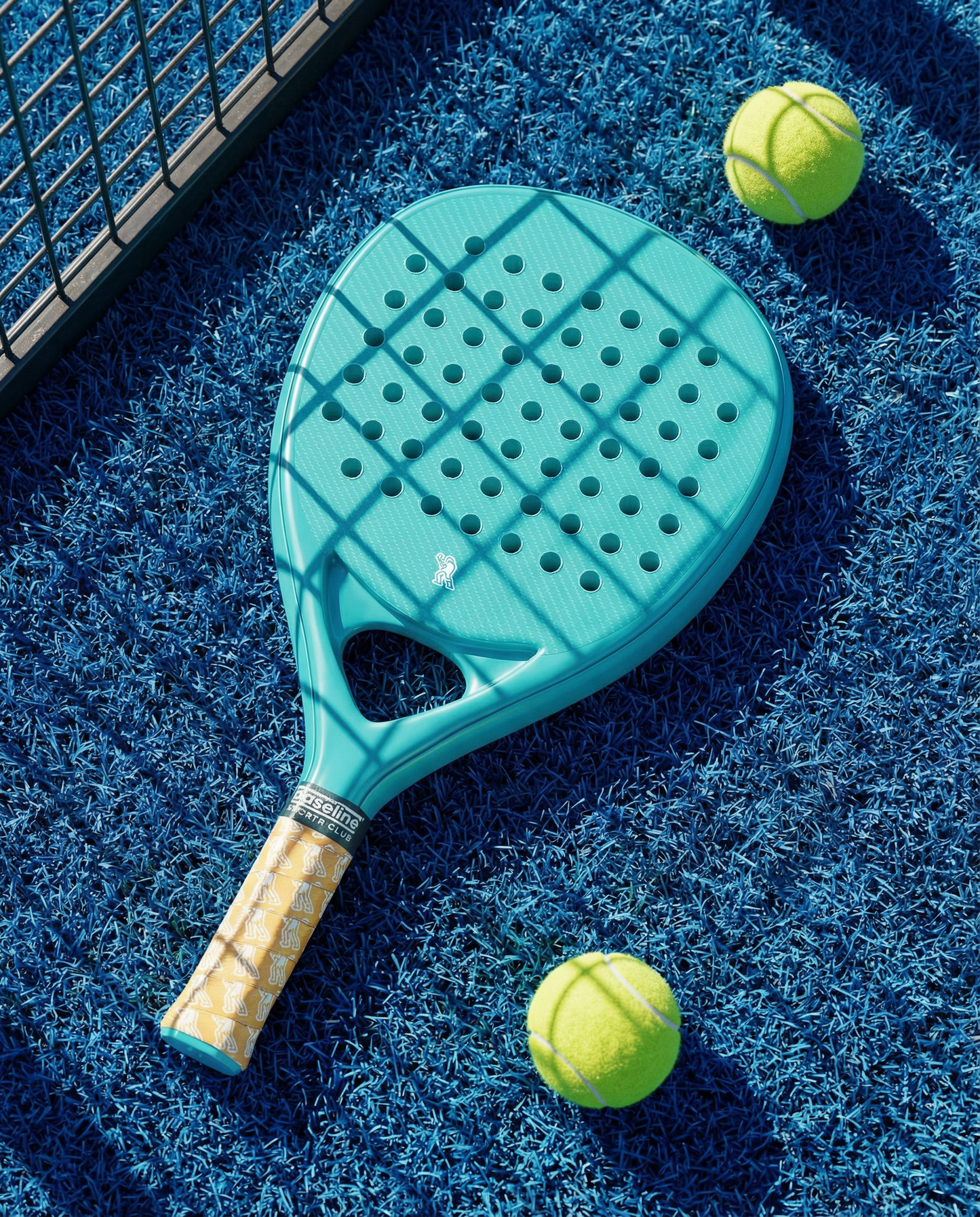Baseline Sports Club Padel Racket – Vibrant Turquoise with Signature Yellow Grip