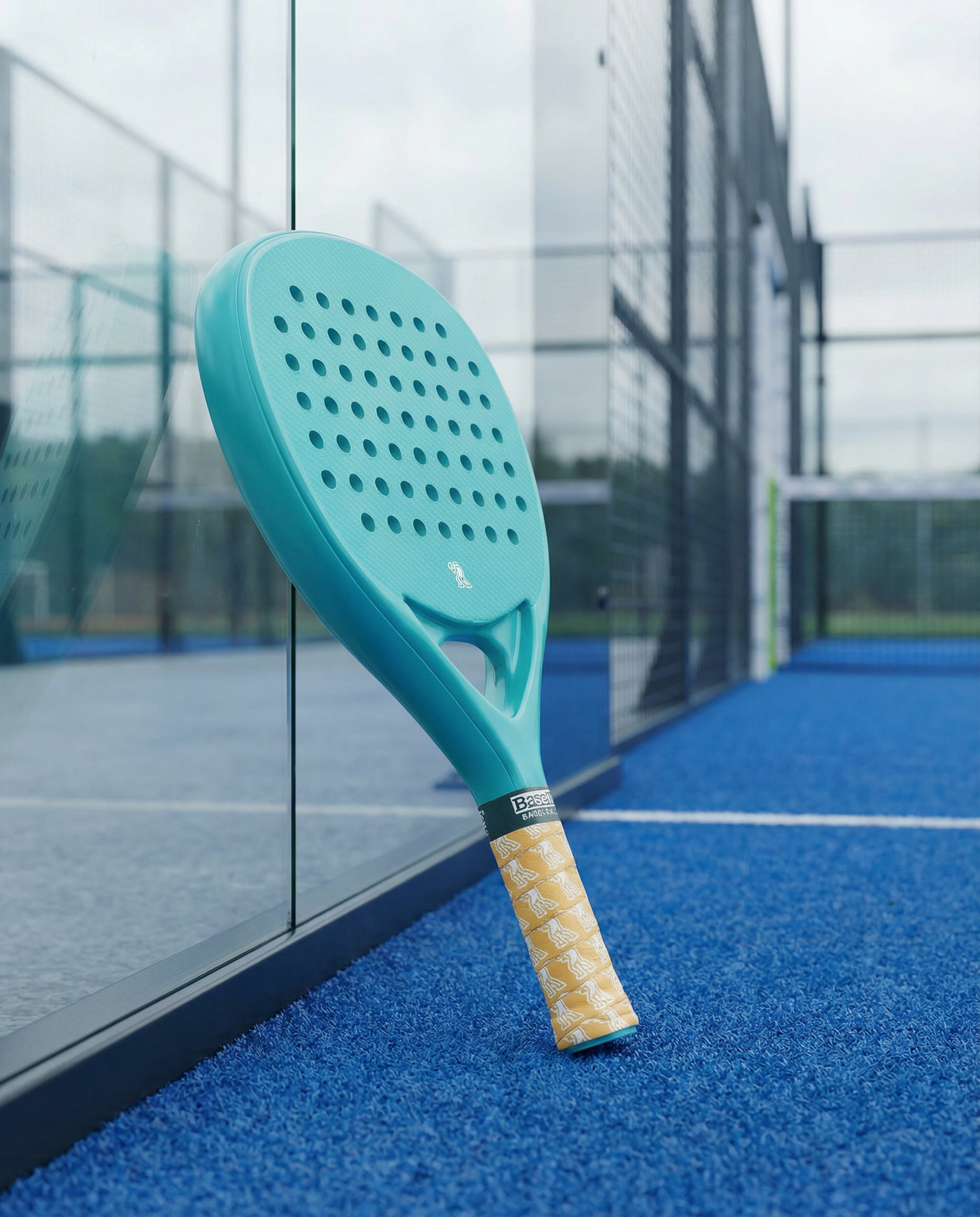 Baseline Sports Club Padel Racket – Vibrant Turquoise with Signature Yellow Grip