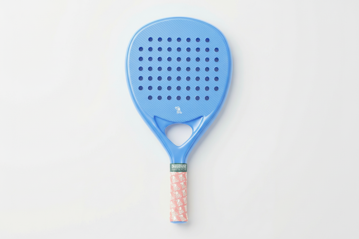 Baseline Sports Club Padel Racket – Royal Blue with Coral Patterned Grip