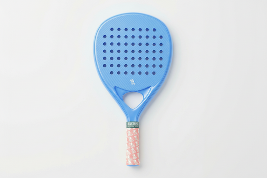 Baseline Sports Club Padel Racket – Royal Blue with Coral Patterned Grip