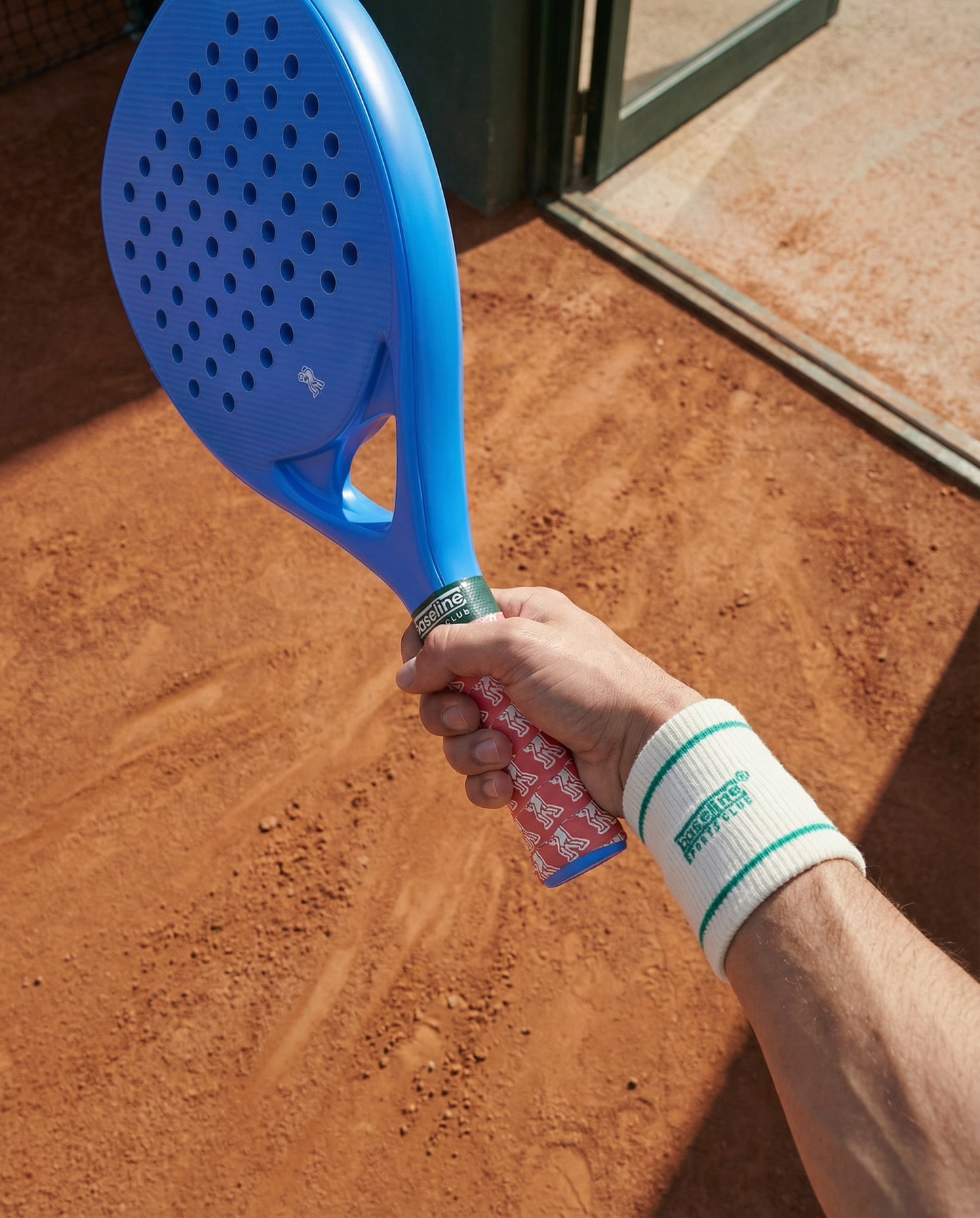Baseline Sports Club Padel Racket – Royal Blue with Coral Patterned Grip